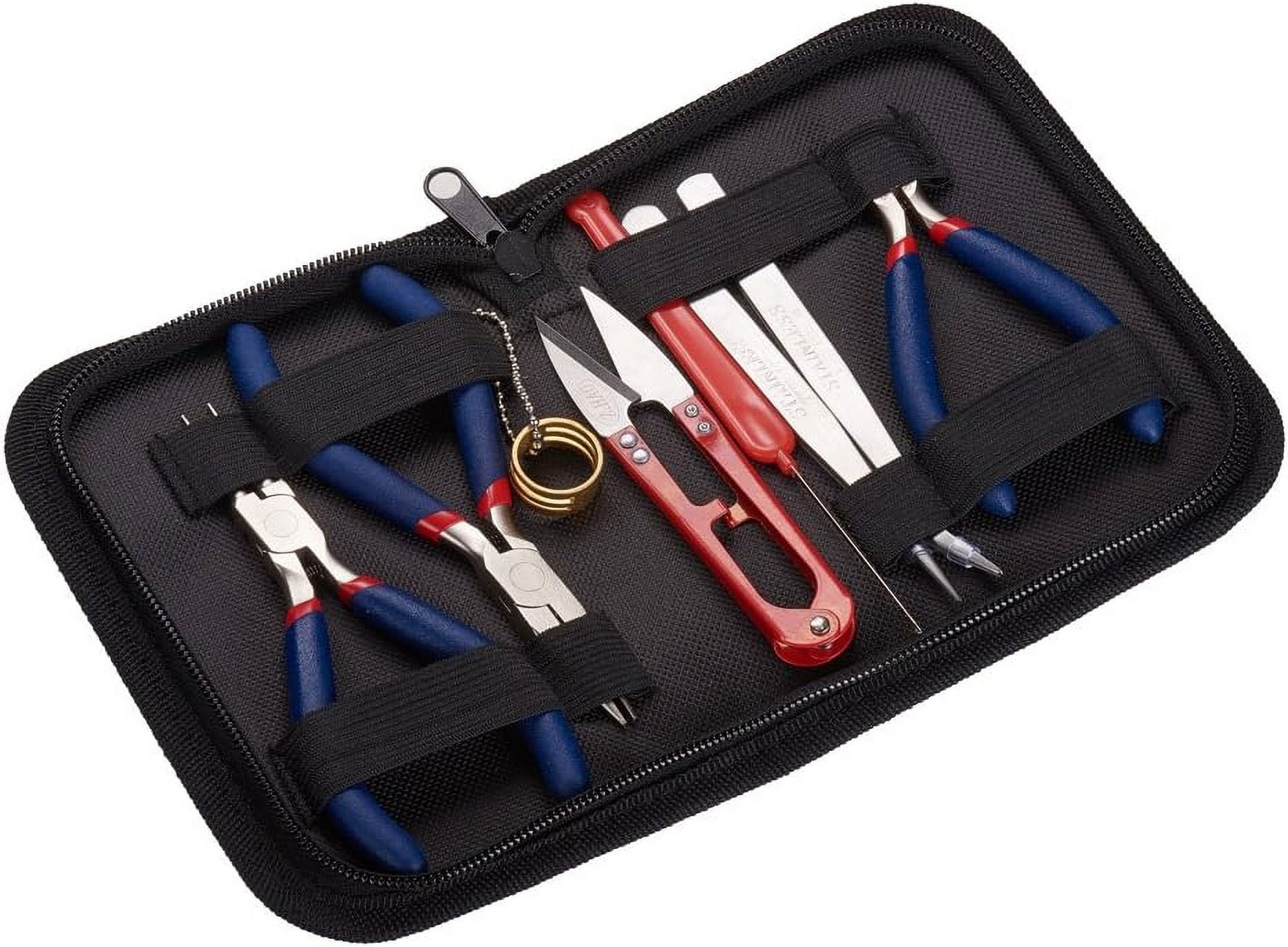 8PCS Jewerly Making Tool Kits Including 3 Jewelry Plier Sets and Other Jewerly Tools with Black Zippered Case
