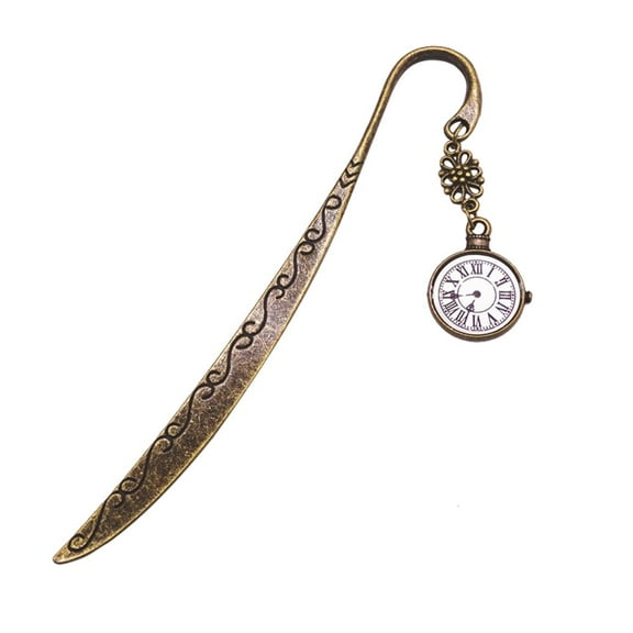 GOOHOCHY Golden Metal Bookmarks with Clock Design for Books Vintage Retro Style Great for Students Readers Writers 2 Pieces