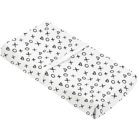 UPC: 0064408627788 | Kushies Change Pad Sheet with Slits for Safety Straps Flannel – XO Black & White