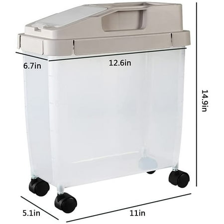 20lb Airtight Rice Storage Container With Wheels Dry Food Cereal Flour Bin Sealed 12lb Cat Dog Pet Tank Organizer Coffee Canada 20lb Airtight Rice Storage Container, Flour Storage Bins On Wheels