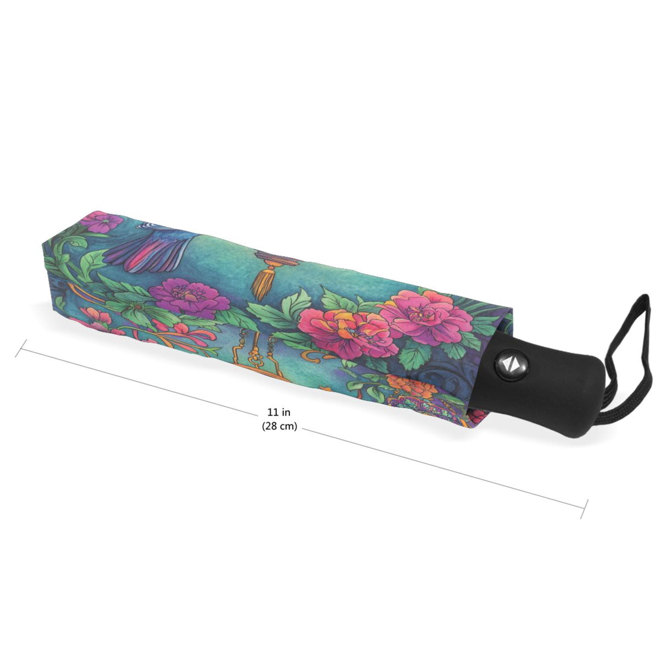 YAZAOO One-Touch Auto Open Close Rain Umbrella With Creative Floral Lantern Bird Art Pattern
