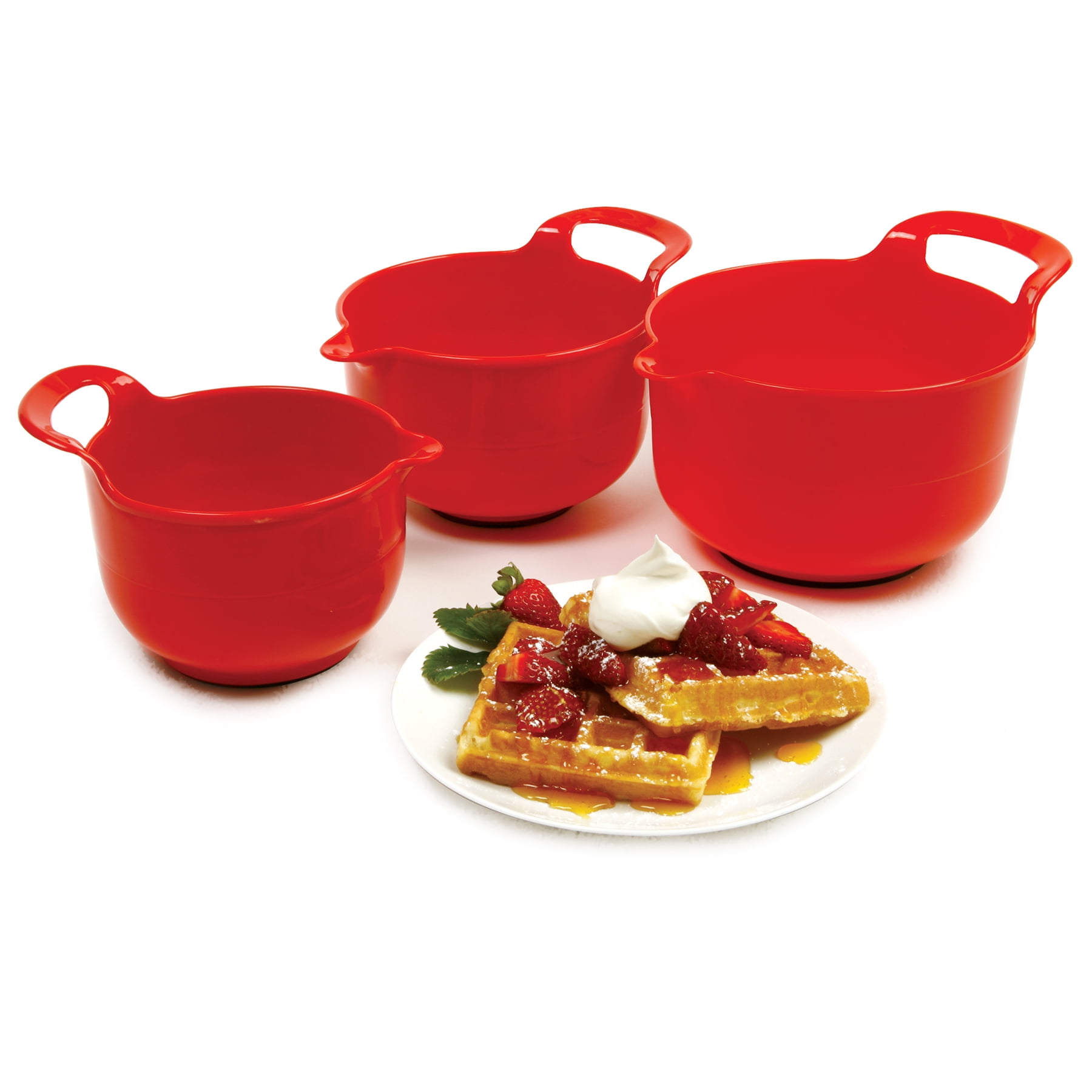 Norpro Red 3 Piece Nesting Mixing Bowl Set