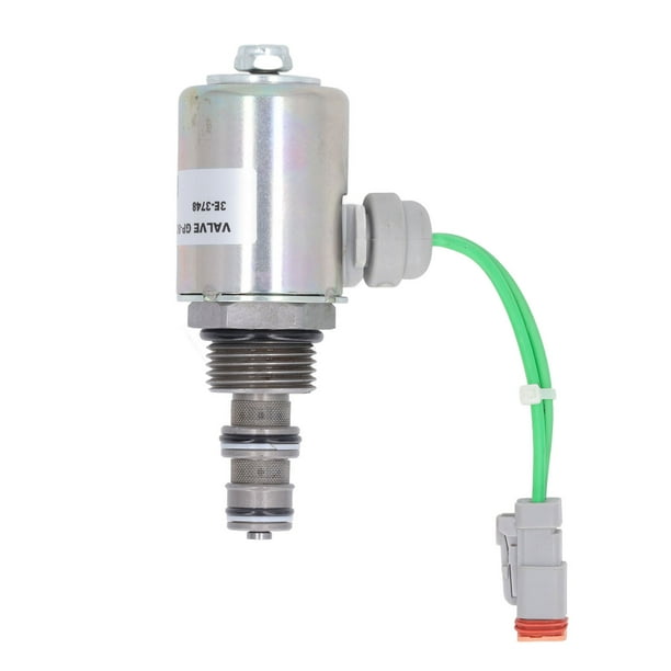 Válvula Solenoide De 12 V, Válvula Solenoide Eléctrica 3E-3748 Válvula Solenoide De Motor De Excavadora Válvula Solenoide De Cierre De Conmutación Rápida De Acero Aleado Para Modelos 24H 824G 825G 826