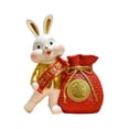 thumbnail image 3 of Jarrón de resina con forma de bolsa de dinero, estatua de conejo, florero de almacenamiento para fiestas en casa. Dorado, 3 of 9