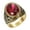 Red, variant on Men's Stainless Steel Oval Gemstone Rings Gold Plated Cut Black Crystal Zircon Statement Ring Size 10