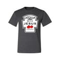 thumbnail image 2 of Wild Bobby, Catch Up with Jesus Funny Ketchup Bottle, Inspirational/Christian, Men's Graphic Tees, Heather Black, Small, 2 of 3
