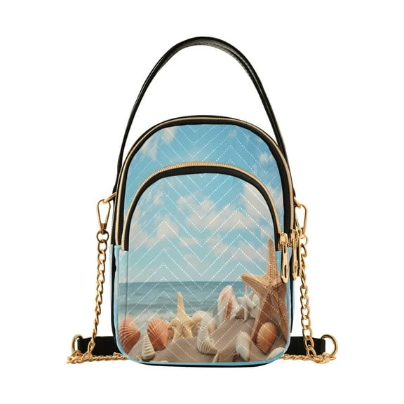 ALAZA Chain Crossbody Bags for Women Summer Starfish on Beach Shoulder Handbag Phone Purse