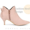 thumbnail image 4 of DARING DIVA Women's Pointed Toe Bow Cutout Kitten Heels Ankle Booties 9 Dust Pink, 4 of 4