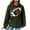 Army Green, variant on Womens Game Day Sweatshirt Cute Football Graphic Crewneck Hoodie Fall Casual Comfy Waffle Knit Long Sleeve Hooded Sweatshirt with Kangaroo Pocket Army Green S
