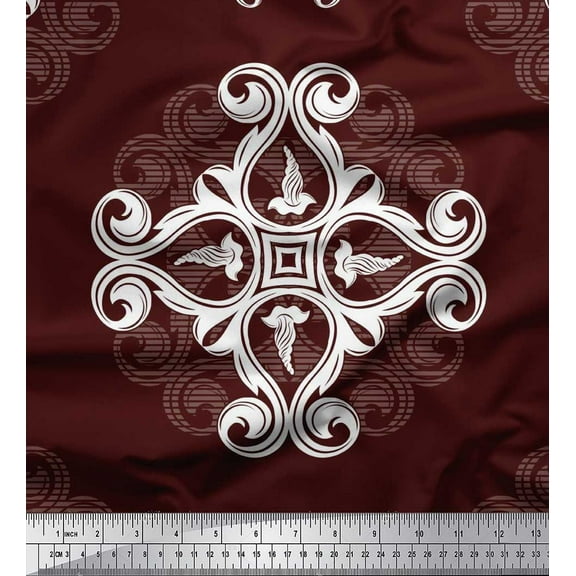 Soimoi Cotton Duck Fabric Floral & Ogee Damask Fabric Prints by Yard 42 Inch Wide