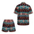 thumbnail image 5 of FKEKYI American Tribal Geometric Print Womens Summer Shirt Set 2 Piece Sets Vacation Outfits Open Front Shirt Top & Shorts with Elastic Waist Beachwear Lounge Set, M, 5 of 7