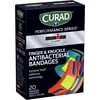 Curad Performance Series Ironman Fingertip and Knuckle Antibacterial Bandages, Extreme Hold Adhesive Technology, Fabric Bandages, 20 ct (Pack of 4)