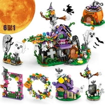 Halloween Haunted House Building Kit for Kids,6 in 1 Mini Pumpkin Blocks Halloween Toys Gifts Ages 6  (603pcs）