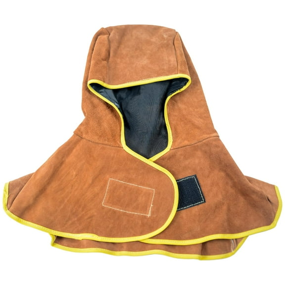 TRQWH Leather Welding Hood with Neck Shoulder Drape Protective Cover Flame Retardant Heat Resistant Welding Neck Protector Welding Bib(yellow)