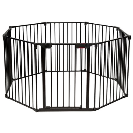 Costway 8 Panel Baby Safe Metal Gate Play Yard Pet Fence Adjustable 48" x 46.5" x 29" Black