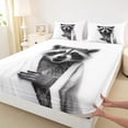 thumbnail image 4 of Erosebridal Kids Raccoon Bed Sheets, Cute Animal King Sheets, White Grey, 4-Piece, 4 of 5