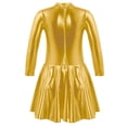 thumbnail image 3 of iixpin Girls Shinny Metallic Ice Skating Dress Dancewear Stage Performance Costume Kids Long Sleeve Gym Leotard Gold 6, 3 of 6