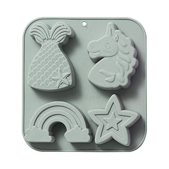 4 Cavity 3D Unicorns Silicone Mold Fondant Cake Border Moulds Chocolate Mould