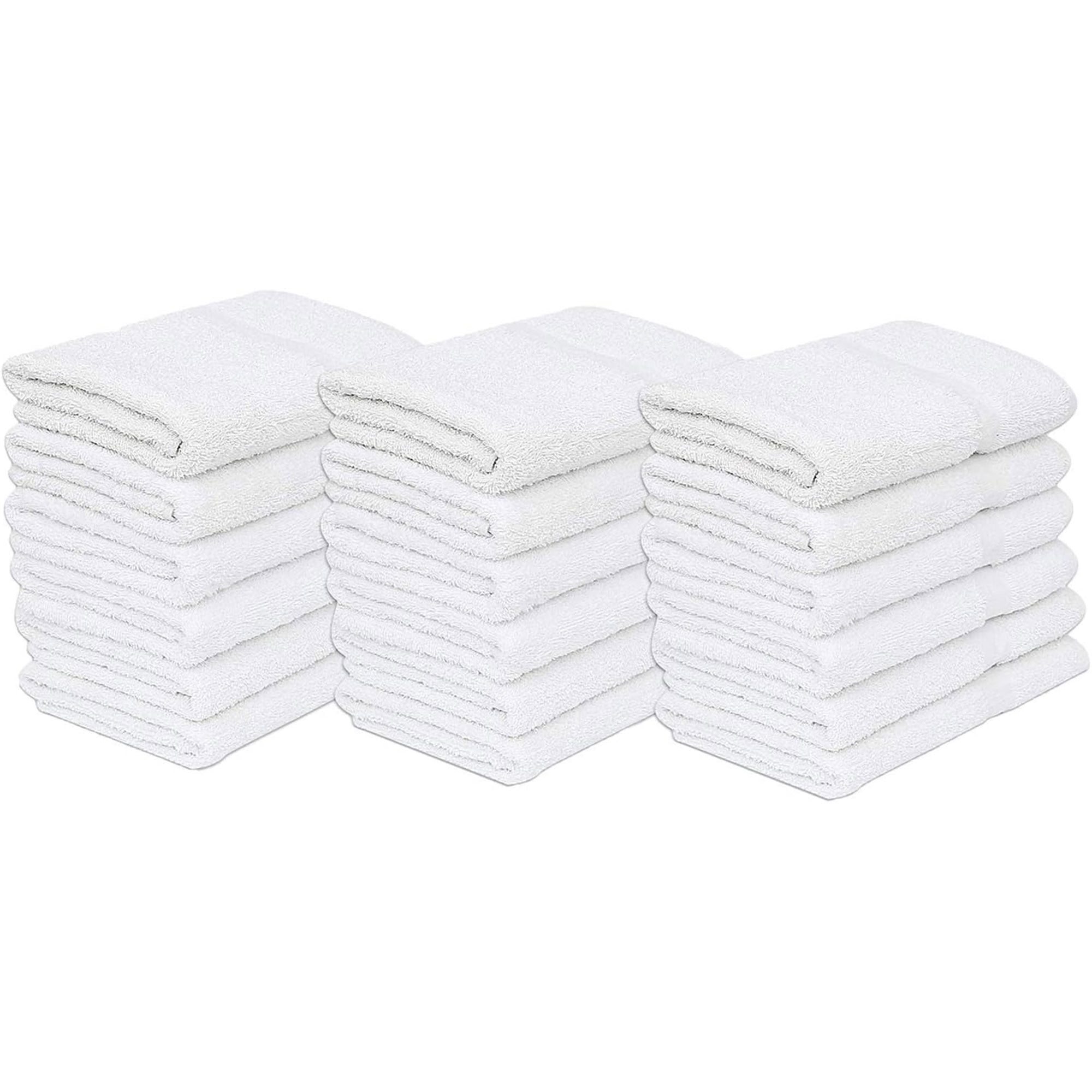GOLD TEXTILES Bulk Bath Towels White 120 Pack 22x44 Inches Economy Light Weight Easycare