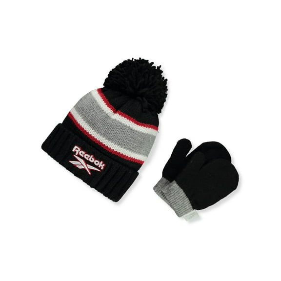 Reebok Baby Boys' 2-Piece Hat & Mittens Set Color: black/red Size: 6 - 12 months