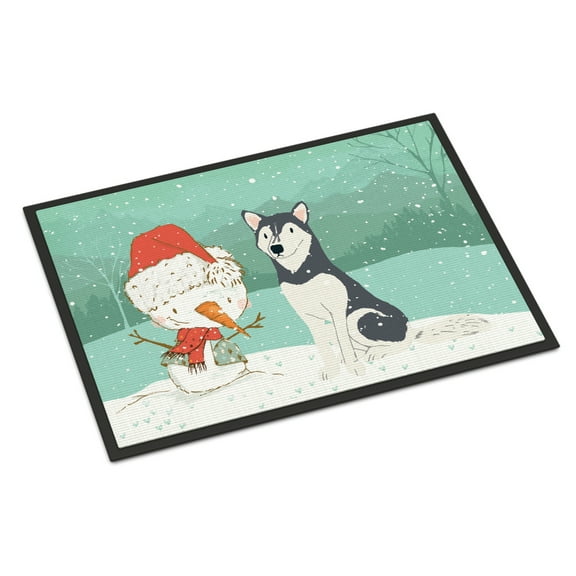 Carolines Treasures CK2046JMAT Siberian Husky Snowman Christmas Door Mat Indoor Rug or Outdoor Welcome Mat 24x36 Doormat