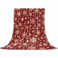 thumbnail image 2 of Winter Snowflakes Throw Flannel Blanket 50x60In Christmas Abstract Art Beige Star Red Super Soft Cozy Bed Blanket, Lightweight Plush Fuzzy Bed Throw for Bedroom Sofa Couch Living Room, 2 of 4