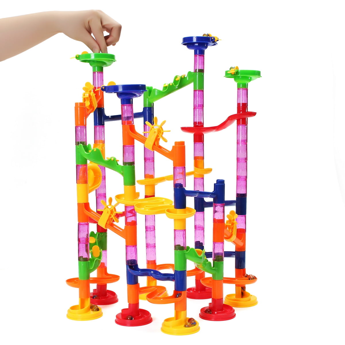 Marble Run Set 105 Pcs Construction Building Blocks Toys Game for 3 4 5 6 7 Year Old Boys Girls STEM Learning Toy Marble Maze Race Track Game Toys Gifts for Kids 