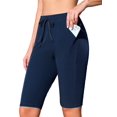 thumbnail image 1 of Charmo Knee-Length Swim Bottoms for Womens Drawstring Swim Capris Built-in Brief with Pockets, 1 of 7