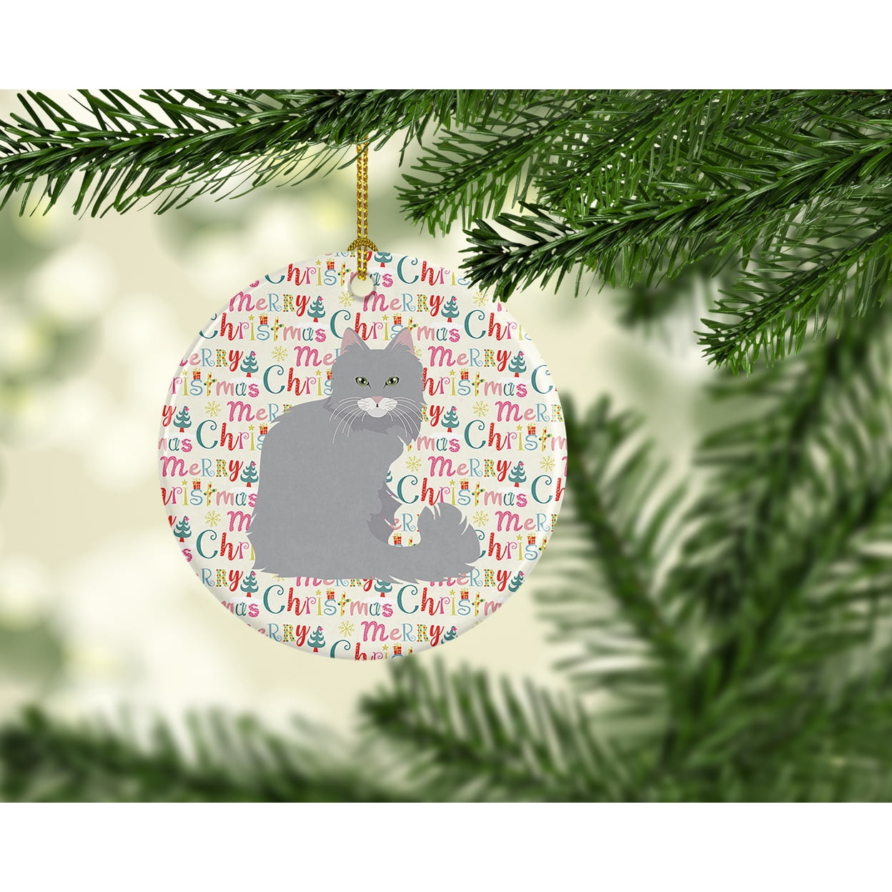 Norwegian Forest Cat Christmas Ceramic Ornament 2.8 in x 2.8 in