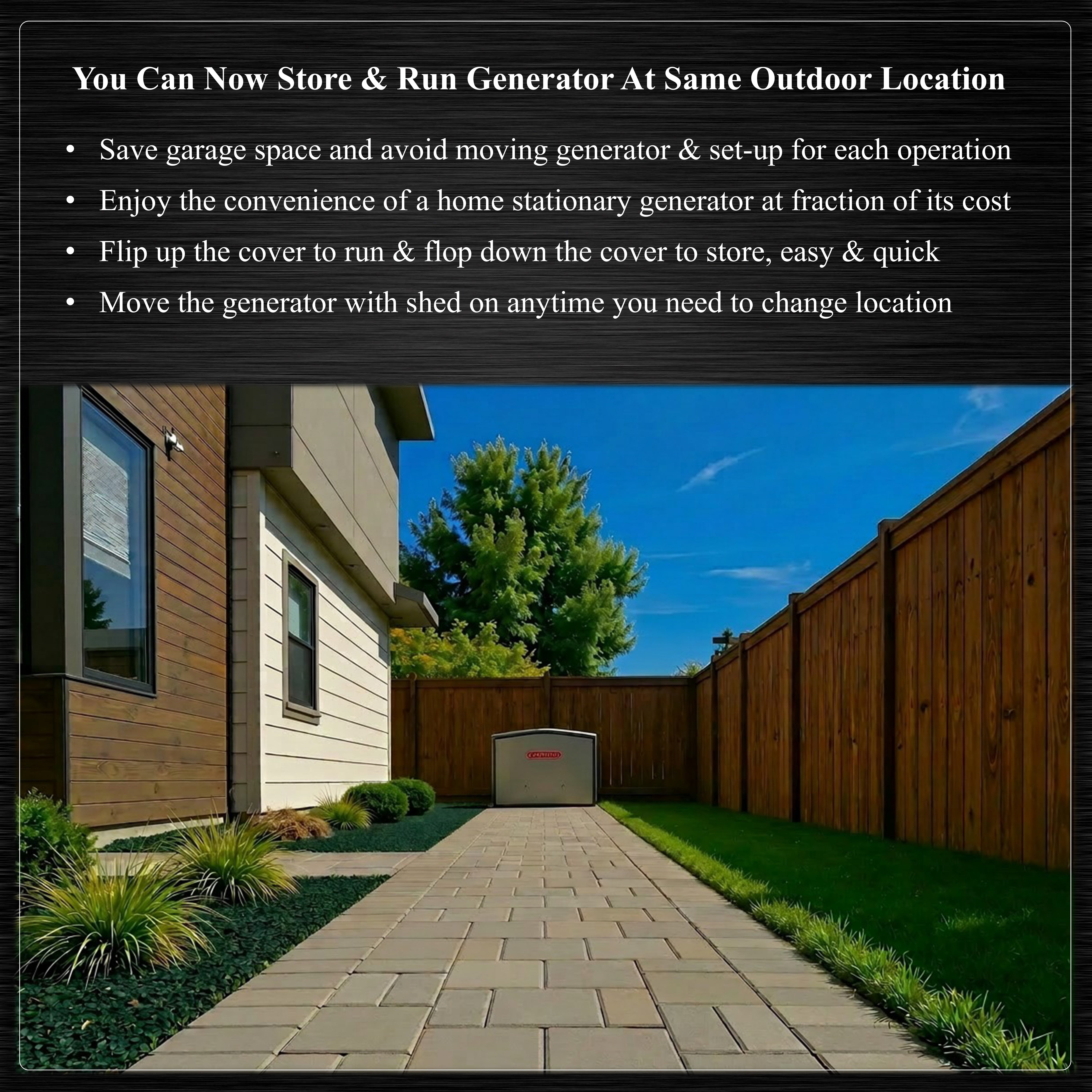 GENSHED Generator Shed For Storing & Running Generator Outdoor - Combining Generator Covers While Running & Generator Covers for Outside Storage into one (GCE)