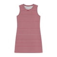 thumbnail image 3 of BRGZLK Women Mini Dresses Summer Daily Casual Trendy Striped Sleeveless Round Neck Pullover Side Slit Sundress Loose Fit Tank Beach Dress Red M, 3 of 6