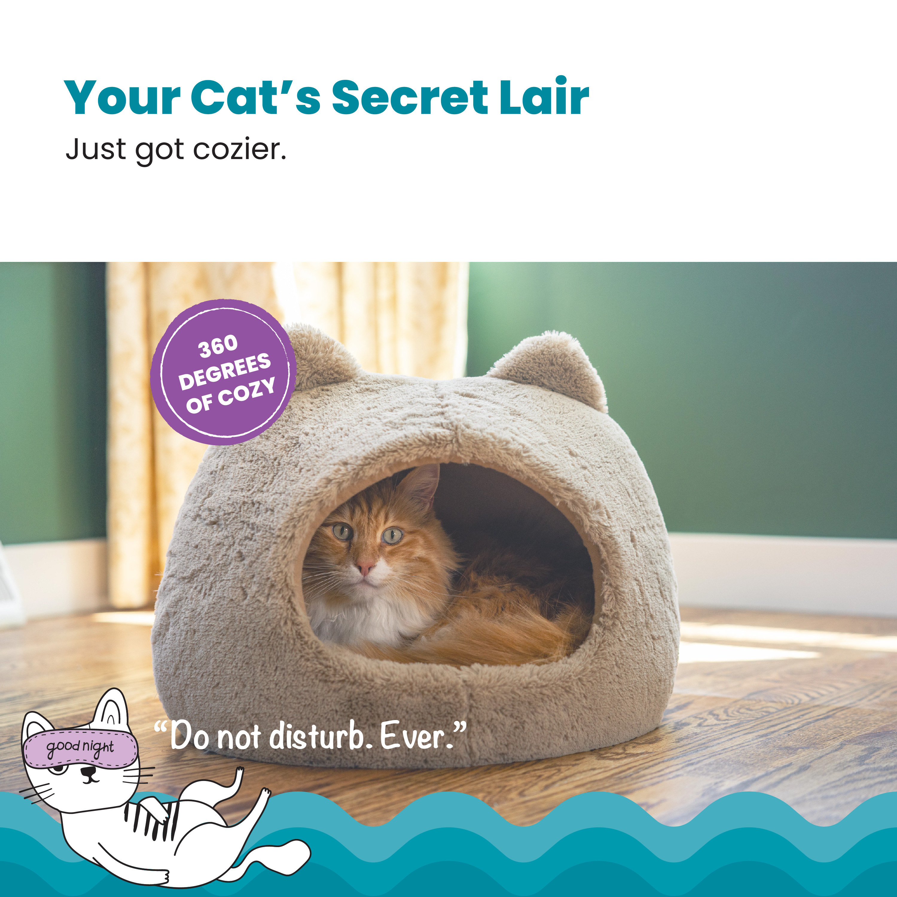 Catstages Meow Hut Covered Cat Bed, Small, Tan photo 2