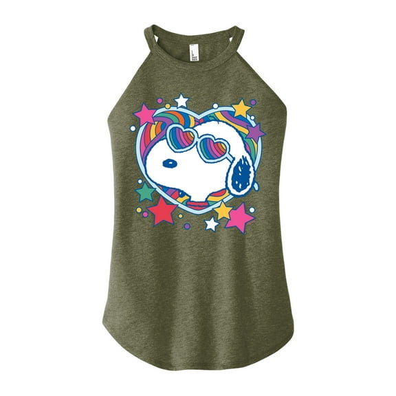 Peanuts - Snoopy Groovy Heart - Juniors High Neck Tank Top