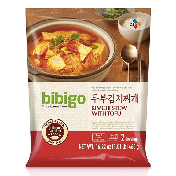 [6 Packs] CJ Bibigo Korean Tofu Kimchi Stew (두부김치찌개), Ready-to-Eat, 16.5oz
