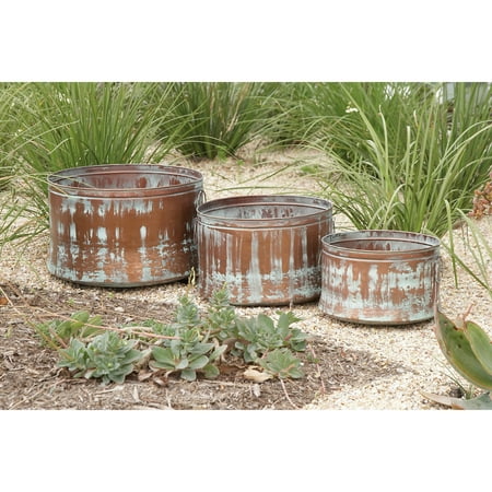 UPC 758647269051 product image for DecMode 20   17   14 W Copper Metal Planter with Patina Distressing (3 Count) | upcitemdb.com