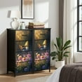 thumbnail image 6 of Boho Dresser for Bedroom with 4 Storage Drawers Serene Butterfly Wildflowers Storybook Inspired Painting Dressers Chest of Drawers Steel Framed Fabric Closet Organizers for Entryway, 6 of 7