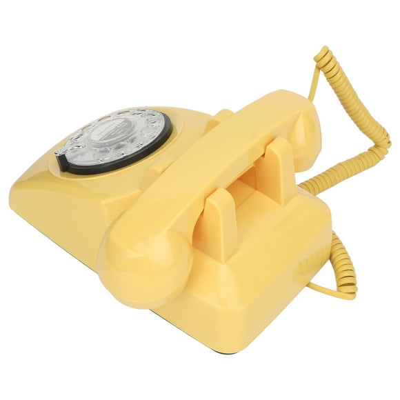 Teléfono Con Dial Giratorio Retro, Timbre Mecánico, Teléfono Fijo Amarillo Clásico, Teléfono De Escritorio, Decorativo Multiusos Para El Hogar