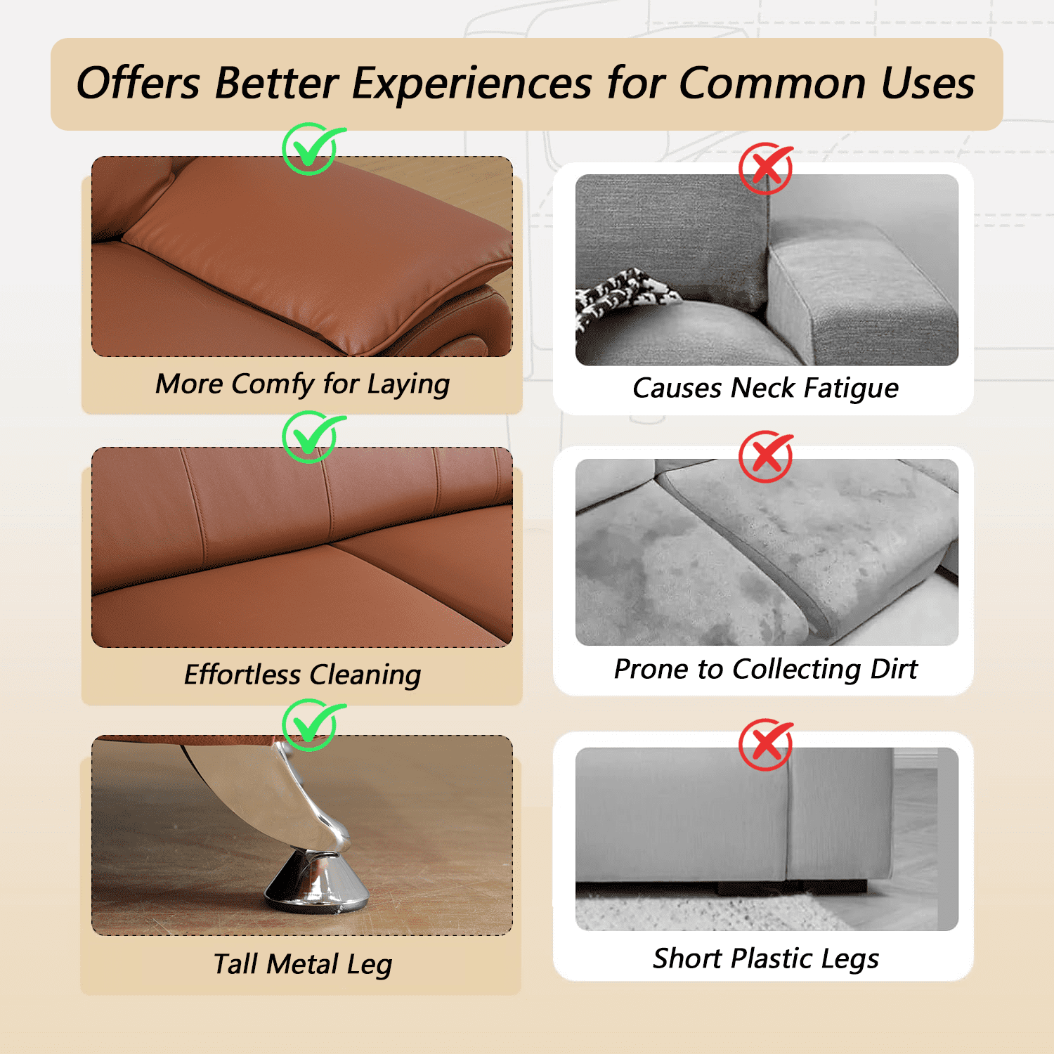 Caberryne Leather Couch Set,Modern Sofa for Living Room Furniture Sets,46" Modern Chair for Living Room/Office/Bedroom/Apartment(Khaki)