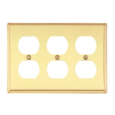 Switchplate Bright Solid Brass Triple Outlet | Renovator's Supply
