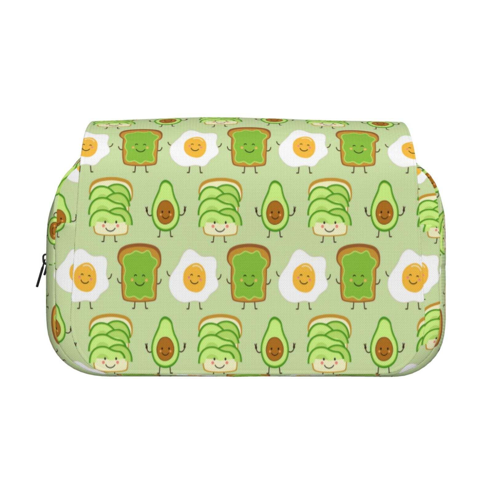 Rateoe Avocado And Toast Pattern Double Clamshell Pen Case, Storage Organizer with Two Zipper Compartments– Holds Up to 50 Pencils & Pens