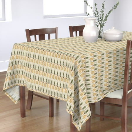 

Cotton Sateen Tablecloth 70 x 108 - Style Geometric Arts Gold Green Tan Arrows Neutral Print Custom Table Linens by Spoonflower