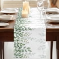 thumbnail image 3 of Table Runners 90 Inches Long Dress Scarves, Spring Emerald Green Eucalyptus Farmhouse Coffee/Dining/Kitchen Table Runner for Living Room, Botanical Leaf Country 13x90 Inch, 3 of 9