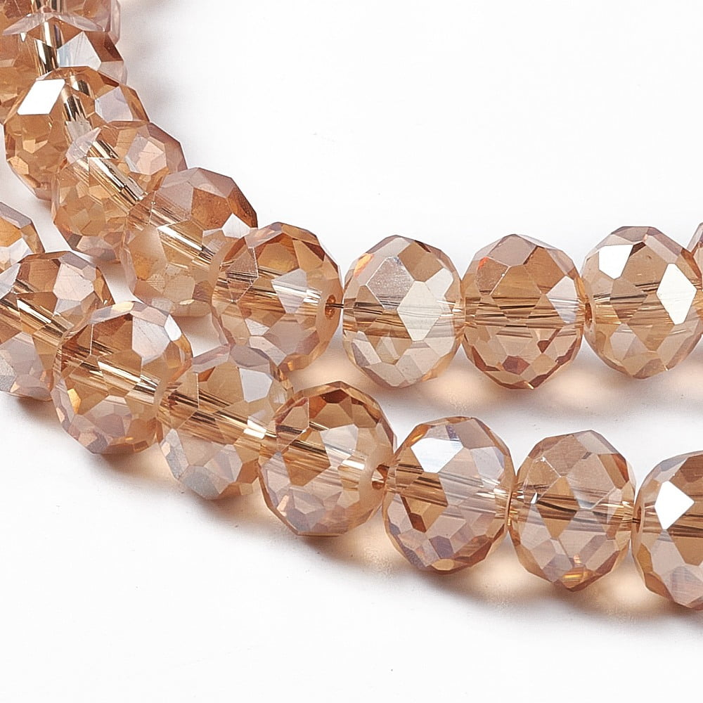 10strands Handmade Glass Beads Faceted Rondelle Camel 10x7mm Hole: 1mm about 70~72pcs/strand