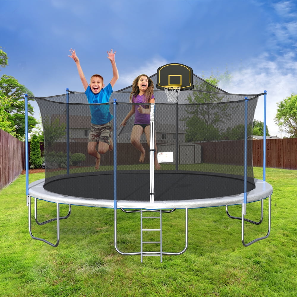 16 FT Kids Trampoline with Safety Net, Outdoor Trampoline with