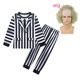 thumbnail image 4 of Ropa de Halloween para niñas, disfraz de la película B-BeetleJuice 2, disfraz de Cosplay para niños, disfraz de Underworld Masters, vestido a rayas, disfraces de actuación, 4 of 5
