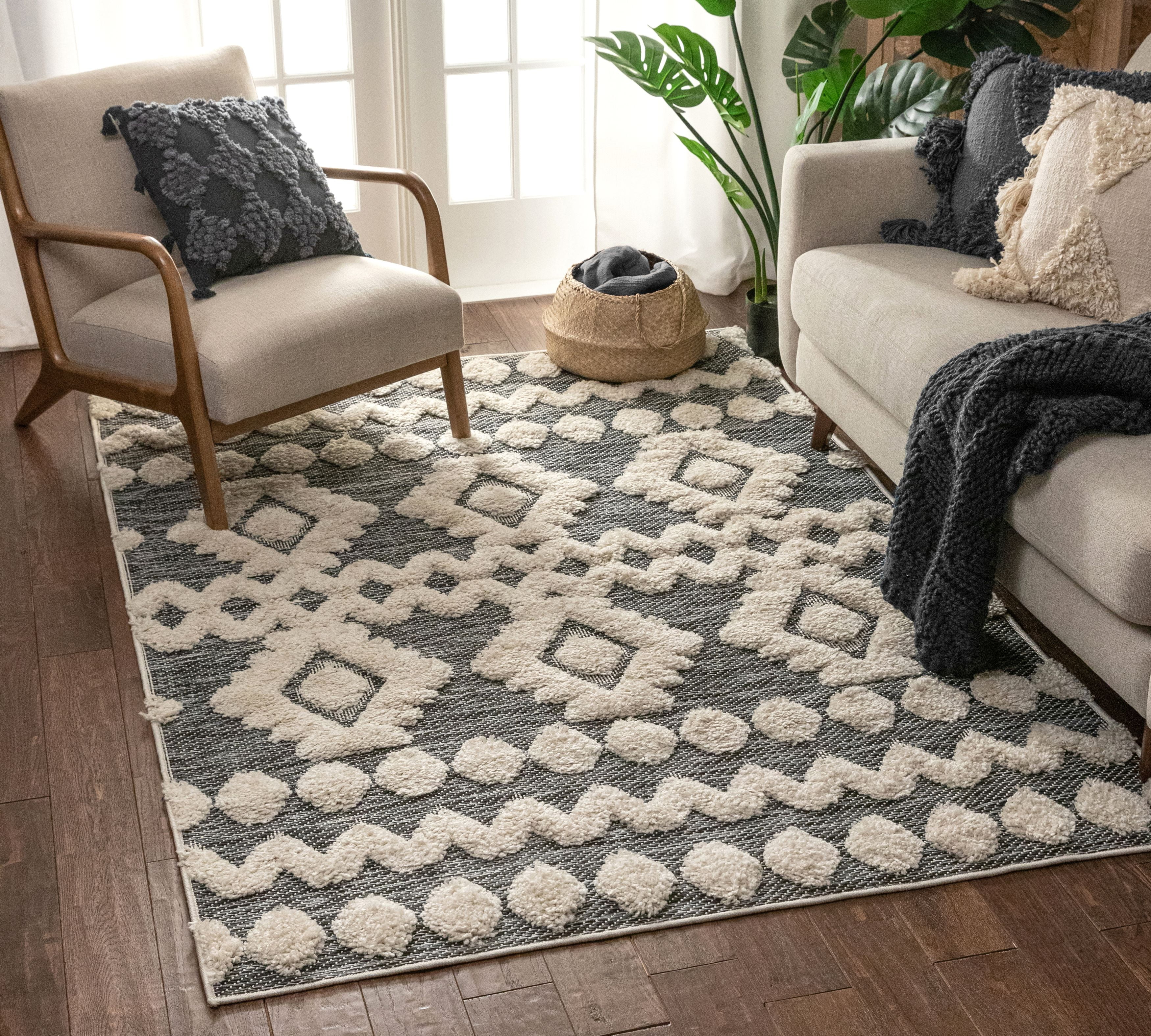 Well Woven Bellagio Chiara Moroccan Tribal Grey 7'10" x 10'6" HighLow FlatWeave Area Rug