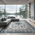 thumbnail image 2 of ODIKA 8'x10' Ivory Blue Geometric Design Washable Area Rug Intricate Patterns with Ocean Motifs Non-Shedding, Easy Care, for King Size Bedroom Under Bed, Master Suite, 2 of 7