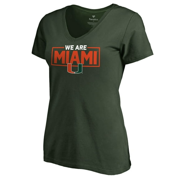 Women's Green Miami Hurricanes We Are Icon V-Neck T-Shirt