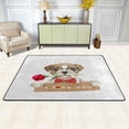 thumbnail image 2 of SKYSONIC Cute Dog Valentines Rose Non-Slip Area Rug, I Love You Wooden Floor Carpet Comfort Floor Mats Decor for Indoor Front Porch,Living Room, Bedroom,Kitchen,72"x48", 2 of 5