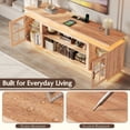 thumbnail image 4 of LED TV Stand for up 75" 80" TVs, Modern Entertainment Center with 36" Fireplace Space & Charging Station, Wooden Media Console with Glass Display Cabinets & LED Lights, Natural Oak, 4 of 10